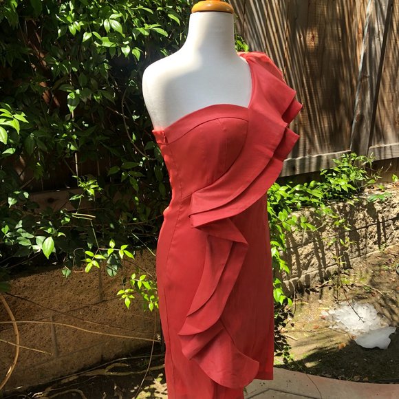 NWOT Jessica Simpson Orange One-Shoulder Dress 2 - Picture 4 of 6